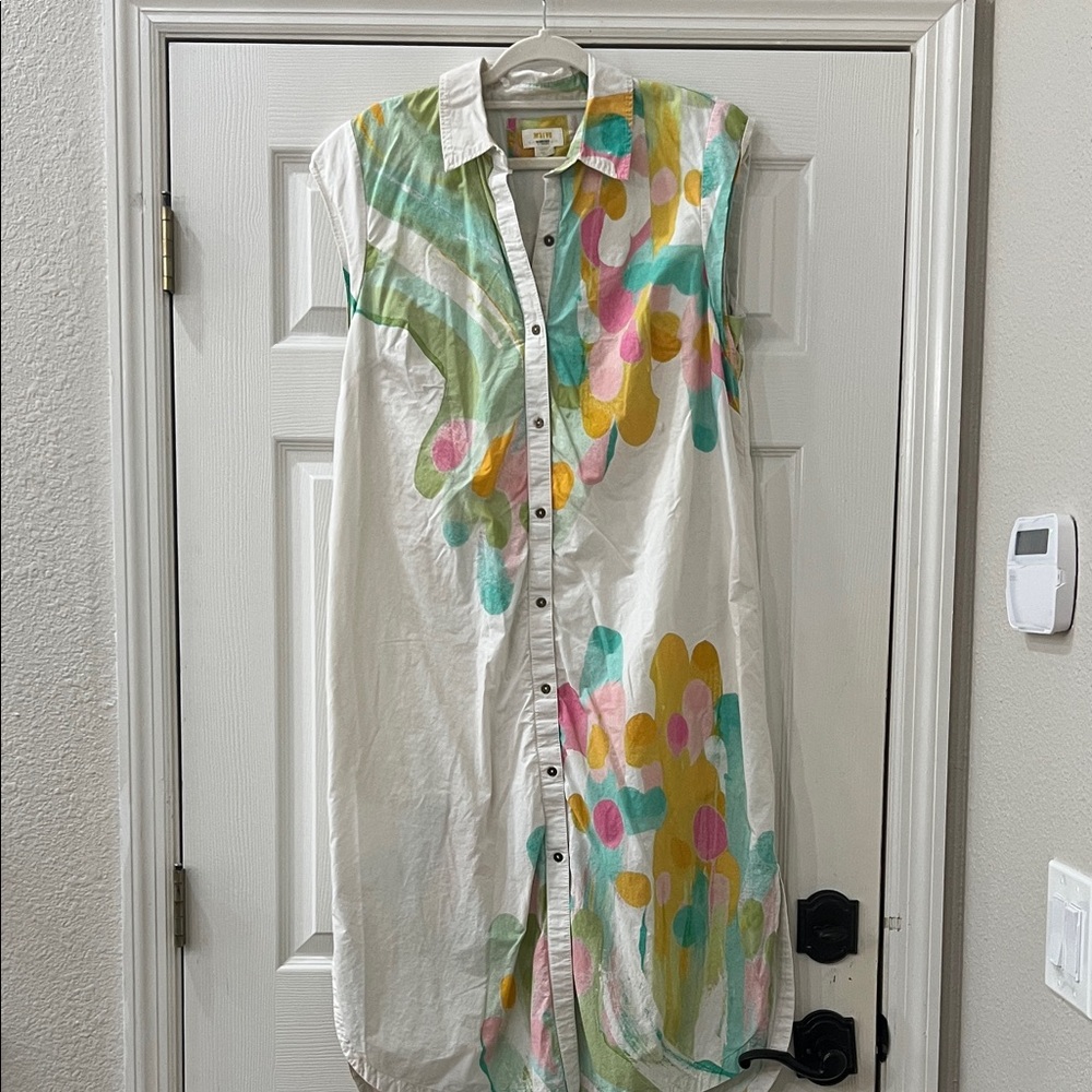 Maeve Abstract Button-Up shirt dress